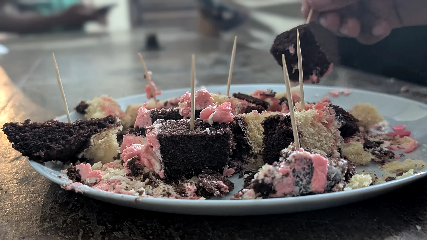 Pieces of cake on a plate