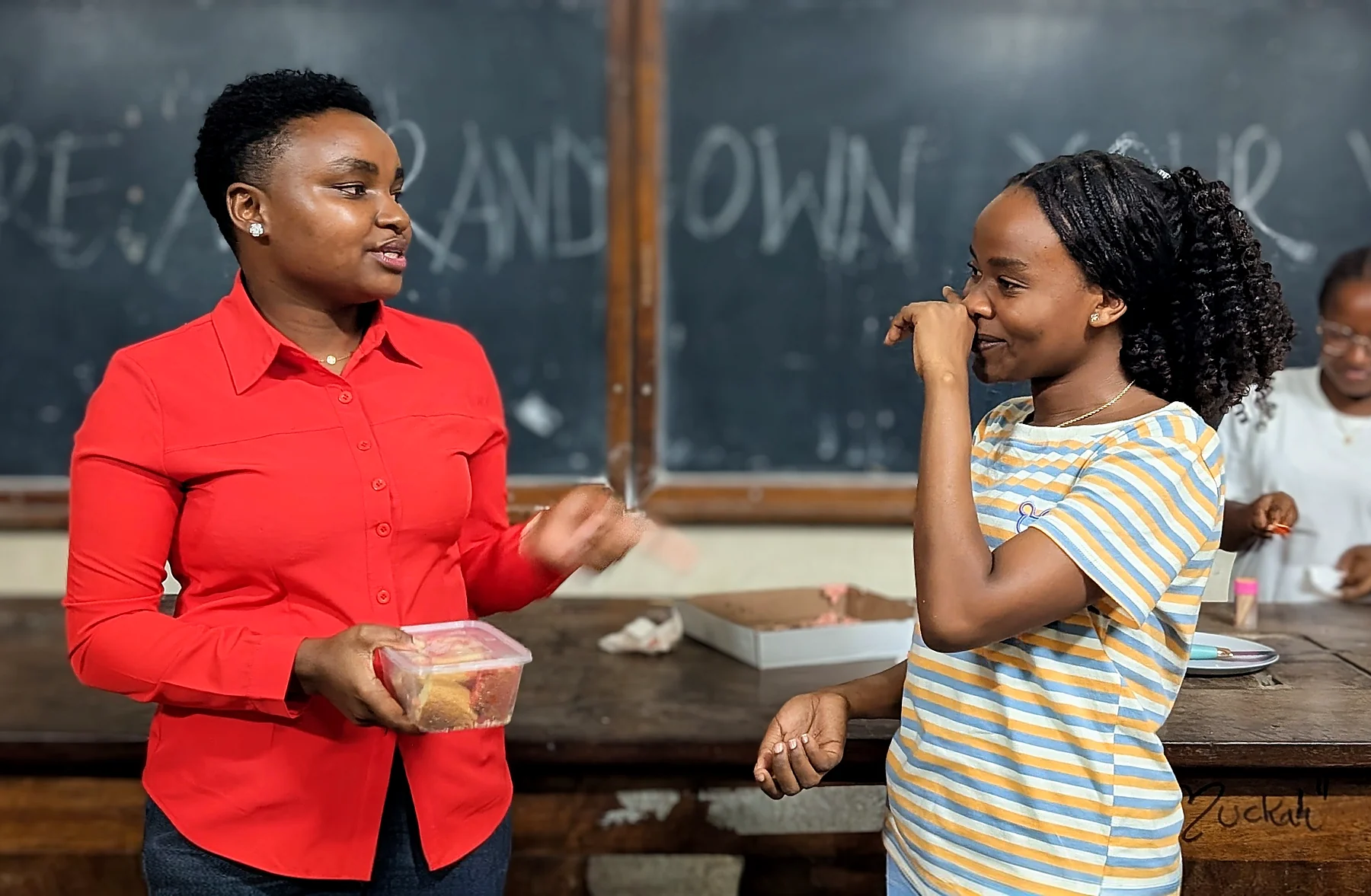 Two people talking during the session